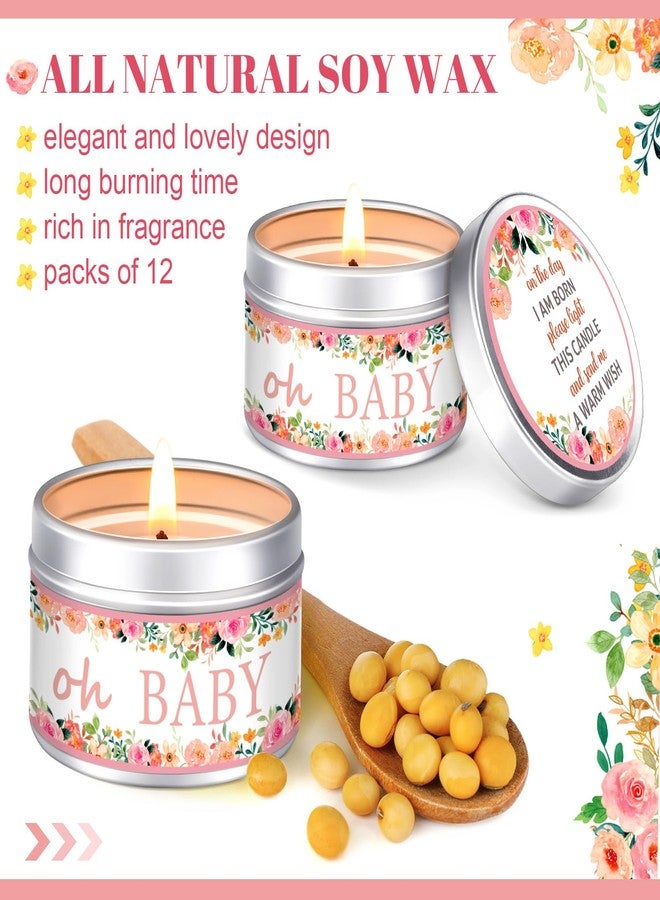 Funtery 12 Pcs Baby Shower Party Favors for Guests Baby Shower Candles Lavender Scented Candle Rustic Tealights Candles Gender Reveal Return Gifts(Floral) - Image 3